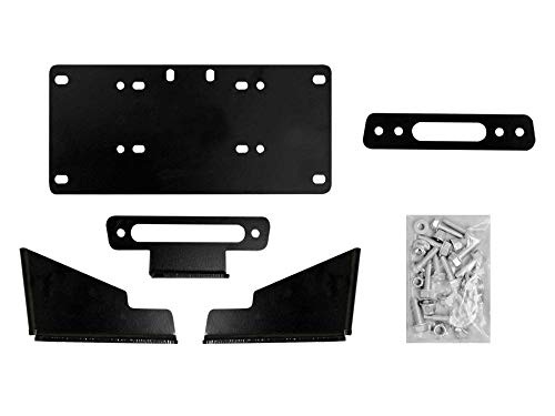 SuperATV Winch Mounting Plate for Kawasaki Mule Pro DX/DXT/FX/FXT/FXR/FXT Ranch Edition (See Fitment) | Compatible with Many OEM and Aftermarket Winches | CNC Brake Press Steel Construction