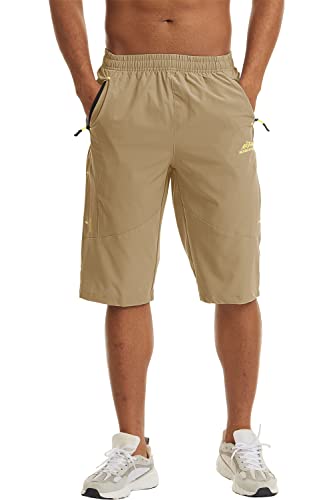 Tacvasen Casual Shorts For Men Summer Shorts Fishing Shorts Long Shorts Hiking Pants Mens Cargo Shorts Basketball Shorts Outdoor Shorts Cropped Pants Khaki #TOP6