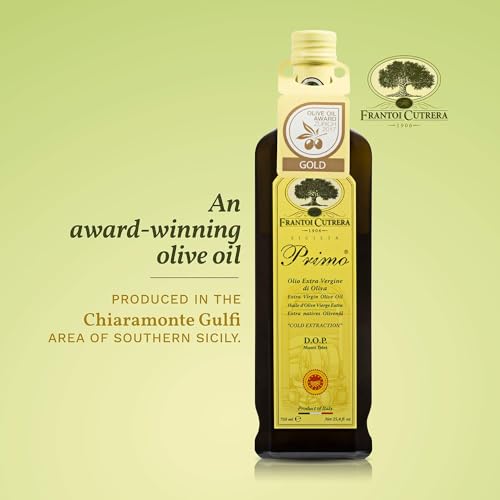 Cutrera Primo Cold Extracted Italian Extra Virgin Olive Oil, Polyphenol Rich, DOP Certified Sicilian EVOO, 25.4 fl oz