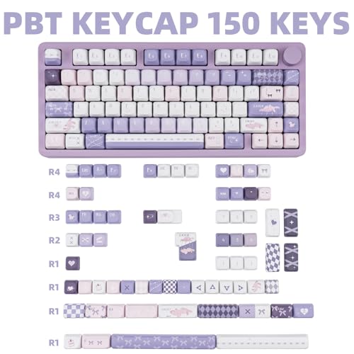 Image of PBT Keycaps Puppet Ragdoll Purple Cute 150 Keys MX Switch Key Cap
