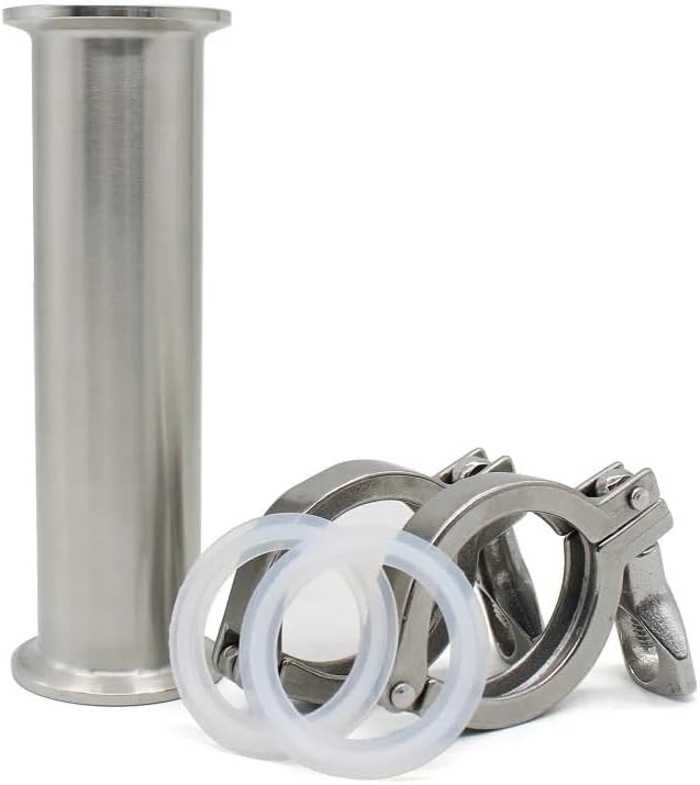 1PC Length 4 "-18" Grade Stainless Steel SUS304 Fitting Pipe OD 19-51 Homemade Ferrule Three Clips 50.5/64mm(1 pipex2x2,8 INCHES (204MM)_OD38 X FERRULE50.5) Plumbing Fittings