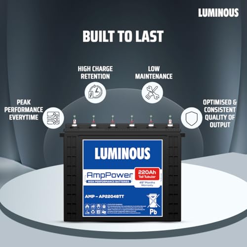 Image of Luminous Inverter & Battery Combo for Home, Shop & Office - Zelio M 1600 (1400VA /12V) Sine Wave Inverter + AmpPower AP22048TT 220 Ah Tall Tubular Battery| Warranty: 36M (Inverter)+48M (Battery) | 1400VA /12V Sine Wave Inverter, 220 Ah Tall Tubular Battery, For Home, Shop & Office, Warranty: 36M Inverter + 48M Battery