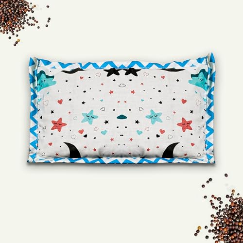 Almohada Rai de tela suave con semillas de mostaza (azul)