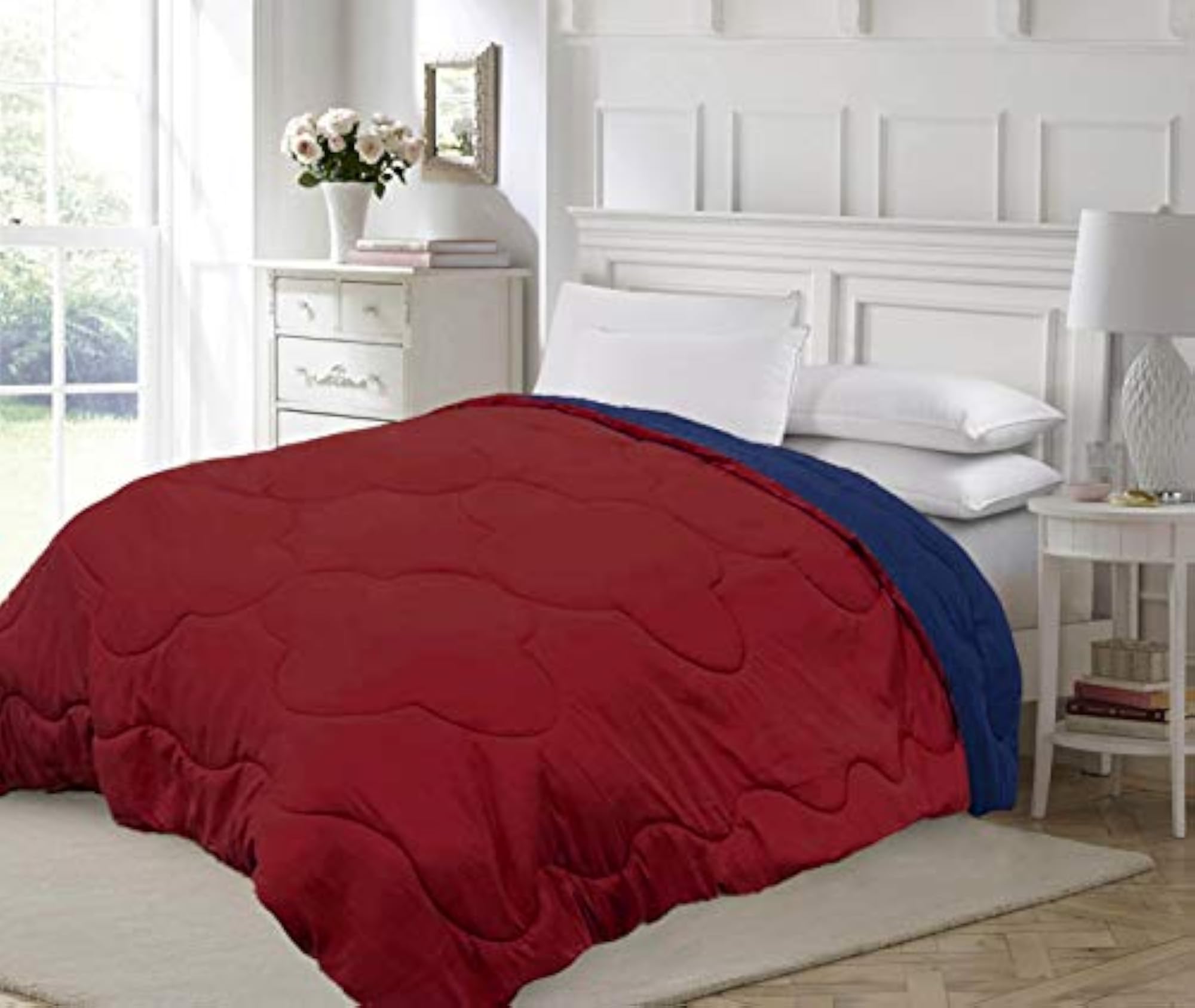 Comforter Double Bed Blanket for Winter, Marron/Blue