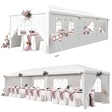 EROMMY 10x30FT Party Tent with Sidewalls, Waterproof Outdoor Event & Wedding Canopy, 6 Removable Panels, 2 Zipper Doors, Backyard Gazebo Tent, White