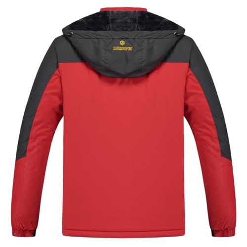 Image of Men's Winter Ski Jacket Warm Fleece Waterproof Outdoor Mountain Hiking Windbreaker Hooded Snow Rain Coat