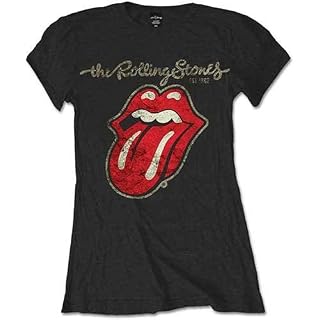 Rolling Stones The Women’s The Plastered Tongue Regular Fit Crew Neck Short Sleeve T – Shirt - Les Beatles, Paul McCartney, John Lennon, RIngo Starr, George Harrison