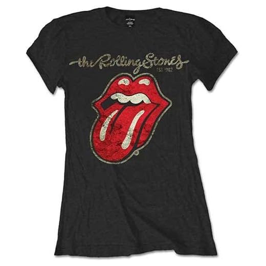 Rolling Stones The Plastered Tongue Camiseta, Negro (Black Black), 44 (Talla del Fabricante: XX-Large) para Mujer