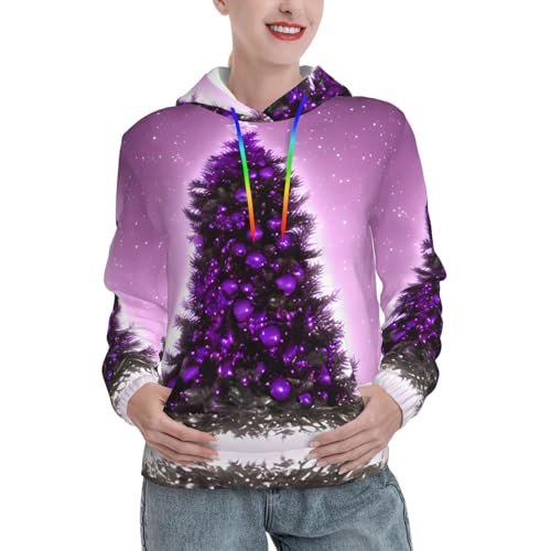 Sweat à capuche violet de Noël pull graphique doux pour cocooning cosy