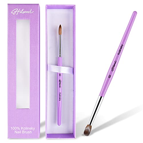 Acrylic Nail Brush 100% Pure Kolinsky Nail Acrylic Brushes Size 8 Nail Brushes for Acrylic Application Oval Crimped Shaped Paint Brushes Wood Handle Professional Nail Brush for Home Nail DIY