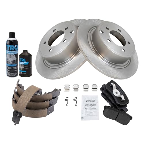 Image of TRQ Rear Brake Pad & Rotor Kit Compatible with 2017 Jeep Patriot Compass 2013 Chrysler 200