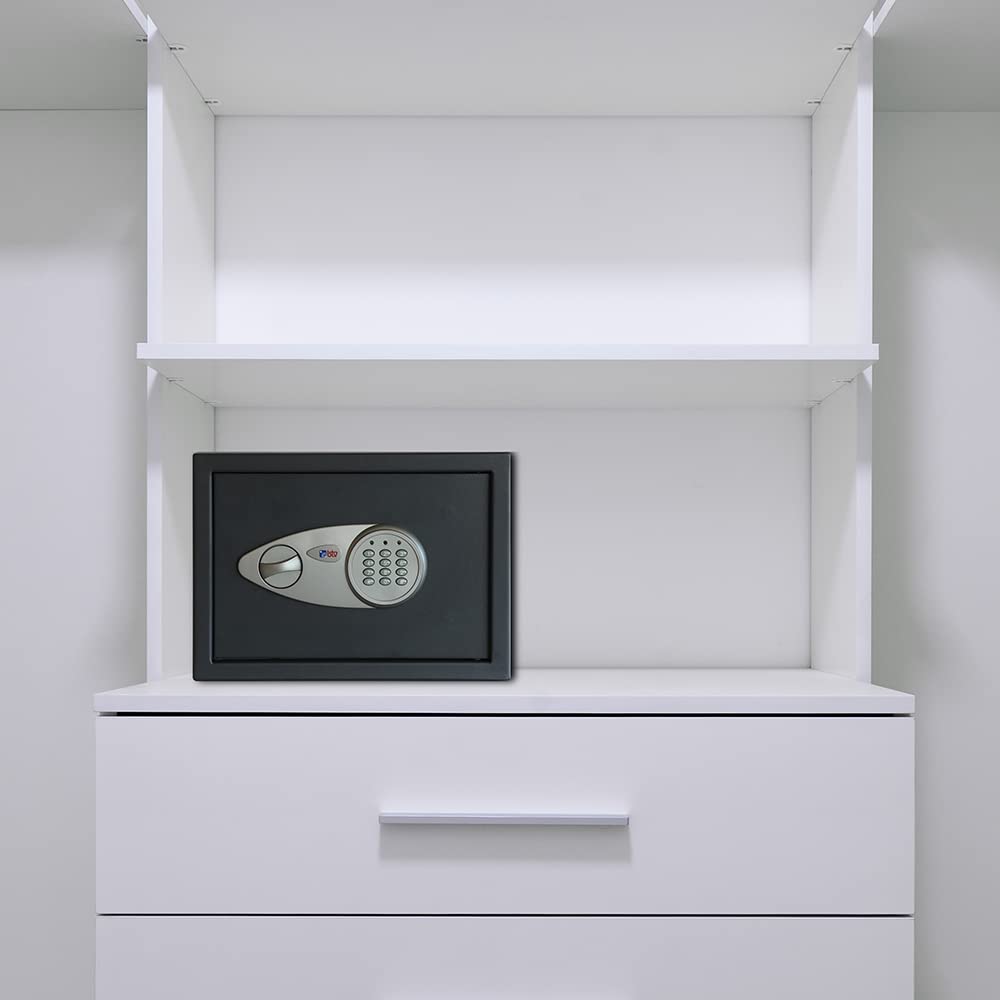 BTV | Caja Fuerte Electrónica de Sobreponer modelo Alpha 25 |Caja de Seguridad con Puerta de 4 mm y Cuerpo de 1.5 mm de Espesor | Caja Fuerte de Depósito | 37 x 28.5 x 27.5 cm