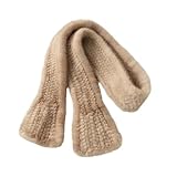 Women's Hand Knitted Mink Scarf Long Muffler Shawl For Thermal Neck Warming And Outerwear Accessory Beige 1 150cmx9cm