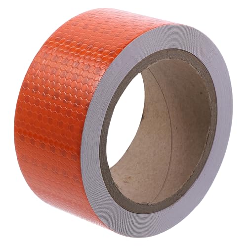 GARVALON Cinta Reflectante Naranja de Seguridad para Exteriores, Tira Adhesiva de Advertencia Patrón de Panal, Resistente Pvc, Alta Visibilidad para Señalización y Protección Nocturna