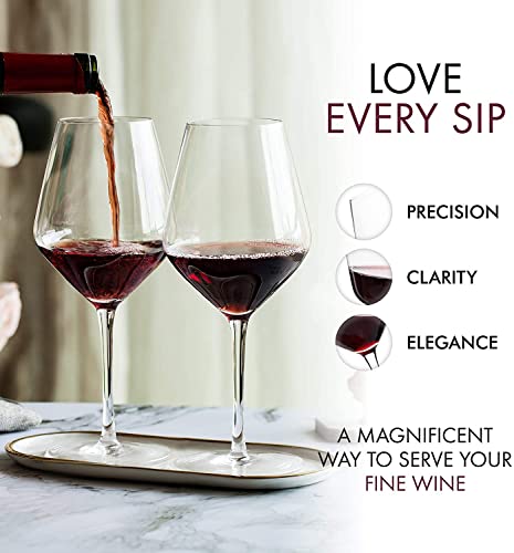Image of Premium Wine Glasses 400ml, Set of 4 Long Wine, Burgundy Clear Glasses with Stem for Wedding Anniversary, Birthday, Gift (RKT-10, Set of 4)