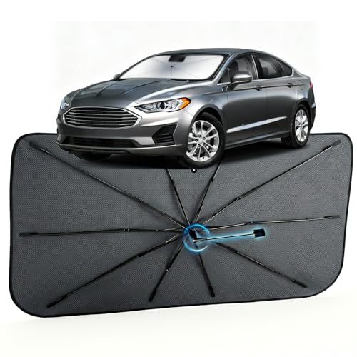 Image of Car Windshield Sun Shade for Ford Fusion 2013-2021 -[Reflective Coated Fabric] Sunshade Umbrella for Front Window, Car Shades Sun Visor Keep Car Cool and Protects Interior, 1:1 Exact Fit