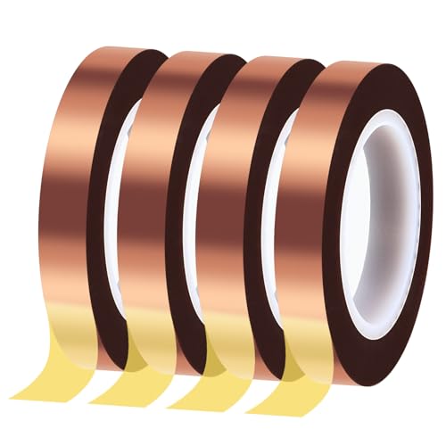 Image of 4 Rolls 10mm x33m (108ft) Sublimation Tape,High Temperature Tape for heat press,Electronics, Soldering, Circuit Board,sublimation heat tape for heat transfer tape dispenser,Up to 250℃(480℉)(Brown)