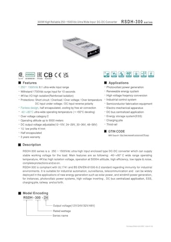 Convertisseur CC-CC 300 W module d'alimentation industriel 250-1500V