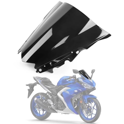 Pare-Brise Moto Double Bulle pour YZF R3 R25 2014-2018 | Saut-de-vent Noir