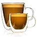 Double Wall Insulated glass mugs set of two cups the large cup 13.5 OZ and the small cup 4.5 OZ, Highest quality of tea cups or espresso cups and coffee cups
