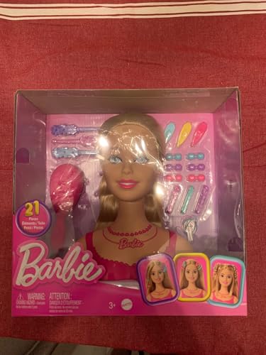 Frisierkopf mit Zubehör für Barbie Fashion – blondes Haar – Spielzeug für Kinder, Mädchen – Spielset Imitation und Karte