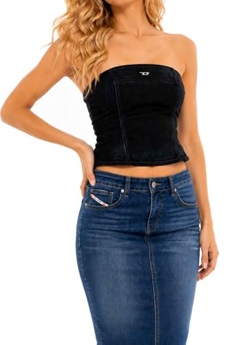 Diesel De-Ville-d Top Tricot Femme en maille fine bleue
