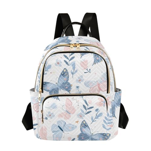 Mochila ligera antirrobo de 12.5 pulgadas con estampado de mariposa azul