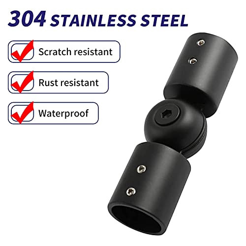 Dedjgoo 2PCS Curtain Rods Corner Connector, Adjustable Curtain Rod Corner Connector for 1 Inch Bay Window Curtain Rods(Black) - Image 2
