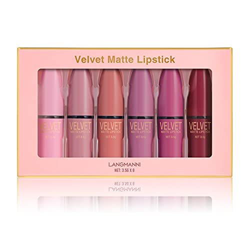 Dulele 6 Colors Of Velvet Smooth Matte Lipstick Set, Long Lasting & Waterproof Non-Stick Cup Nude Color Lip Makeup Gift Set For Girls And Women #TOP7