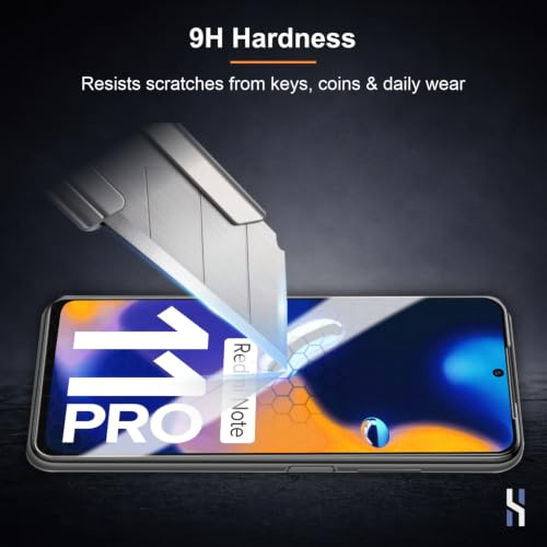 Image of Tempered Glass for Redmi Note 11 Pro | 11 Pro Plus | 10 Pro | 10 Pro Max | Mi 11X | Mi 11X Pro | Poco X4 Pro (6.67 Inch) Military Grade 9H Screen Guard, Anti-Scratch, Shatterproof, Full Coverage - Black Border