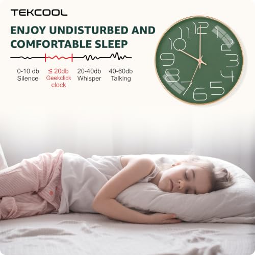 Image of TEKCOOL Plastic Digital Wall Clock 12 inch Silent Quartz Decorative Non-Ticking Classic Clock Battery Operated Round Easy to Read for Room /Home /Kitchen /Bedroom /Office /School-(Mehendi Rosegold)'