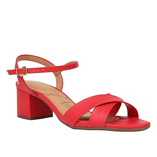 Sandália Vizzano Salto Bloco Feminino, Vermelho, 36