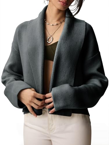 Image of Saodimallsu Womens Cropped Cardigan Open Front Shawl 2026 Fall Trendy Long Sleeve Sweater Jacket