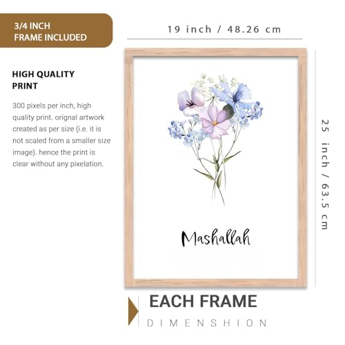 Image of kotart Wall Art Painting Islamic Home Decoration With Frame For Living Room Bed Room Hotel Wall Decor Digital Reprint Engineered Wood Set of 3 (Art 4, 19X25 INCH)