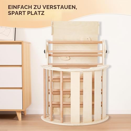 Foto von Giant bean 5-in-1 Montessori Kletterdreieck mit Kletterbogen und Rutsche, Holzdreieck für Kleinkinder ab 2-5, Indoor Kletterspielzeug, Hellbraunmit, M