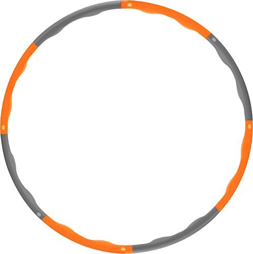 TnP Accessories Weighted Hula Hoop For Adult Fitness Foam Padded Exercise Hulahoop Sport Professional 1kg (Grey+Orange)