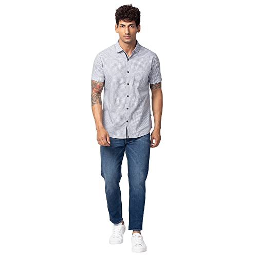 Image of Spykar Half Sleeves Poplin Slim Fit Shirt for Men