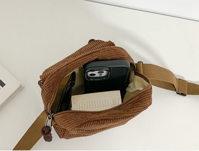 Cute Crossbody Bag Purse for Women, Corduroy Kawaii Shoulder Bag Aesthetic Small Wallet Bag - Image 7