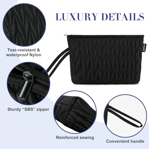 Image of Gloppie Makeup Bag for Purse Small Puffy Cosmetic Bag Wristlet Pouch Black