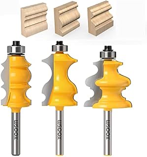 WSOOX 1/4-Inch Shank Architectural Molding Router Bit Set 3 PCS classical Woodworking Shape Cutter Tool