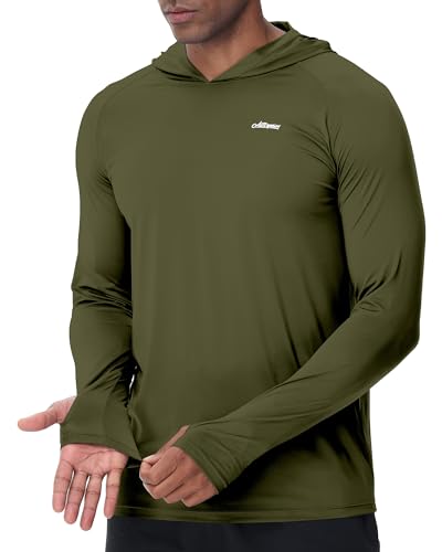 Men’s UV Sun Hoodie Athletic Fishing Shirts Ultra Lighweight Long Sleeve Quick Dry for Hiking Running Workout