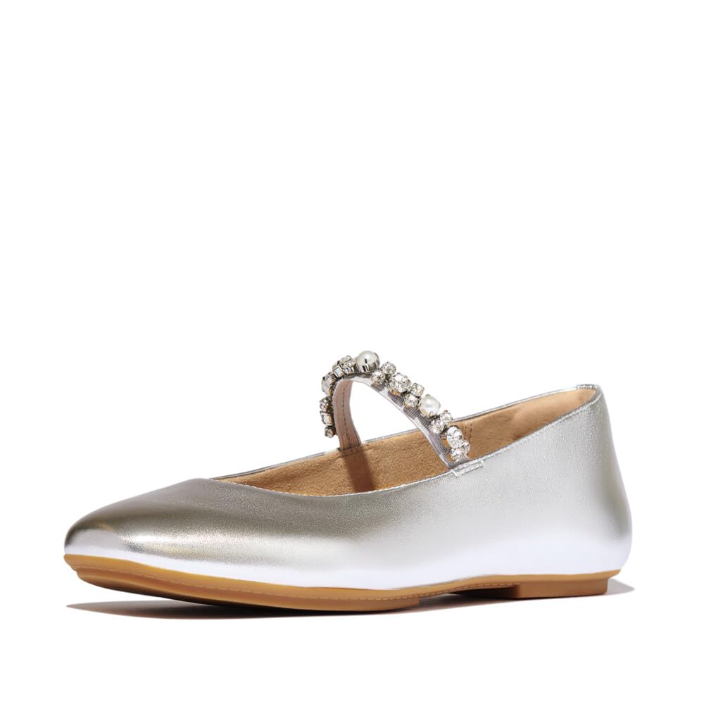 Fitflop Delicato Pearls-And-Crystal Leather Ballet Flats BallerineDonna