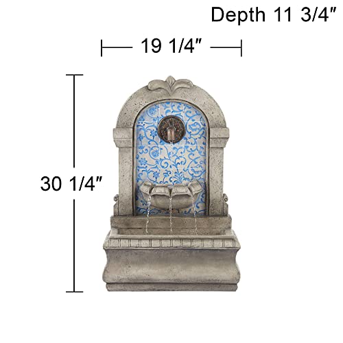 Manhasset 30 1/4" High Large Italian Outdoor Decor Blue Faux Stone Floor Fountain Standing Waterfall Tiered Cascading Water Feature for Outside Garden Patio Yard Backyard Porch Deck - John Timberland
