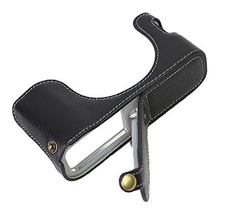 Bottom Opening Version Protective Real Leather Half Camera Case Bag For Fujifilm X100F With Hand Strap Black #TOP5