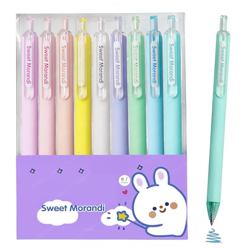 Image of FunBlast Retractable Gel Ink Pen Set - 9 Pcs Metallic Ink Coloring Pens for Painting, Drawing, Journal, Kawaii Pen Set, Medium Point Gel Pens, Japanese Pens for Kids & Adults