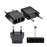 Adaptador de enchufe de viaje europeo - Adaptador de enchufe de 3 piezas para viajar de EE. UU. a Europa,Conductor de cobre puro Sin distorsión Adaptador de alimentación para computadora portátil
