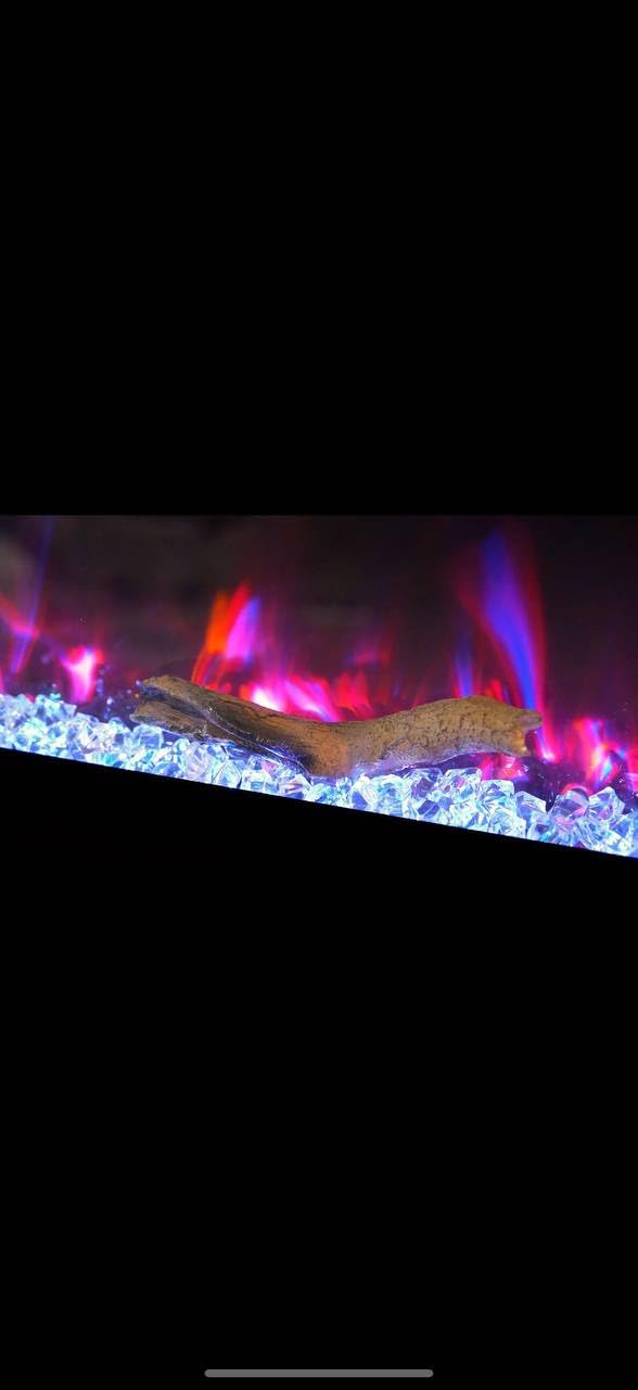 Crystal 72 - Camino elettrico da parete | 183 cm | 3 colori di legni e fiamme | Termostato 750/1500 W | Riscaldamento confortevole| Schermo tattile | Telecomando | Timer