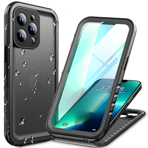 Cozycase TOP Military IP68 Waterproof Case for iPhone 13 Pro Max- Heavy Duty 360 Shockproof Full Body with Screen Camera Protector Double Water Dust Drop Proof Hard Rugged Tough Front Back Cover Black