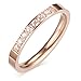 Chryssa Women 2mm Luxury Titanium Stainless Steel Cubic Zirconia CZ Inlay Rose Gold Ring Wedding Engagement Band Size 5-8 (SZZ-27) (rose gold, Size 7)