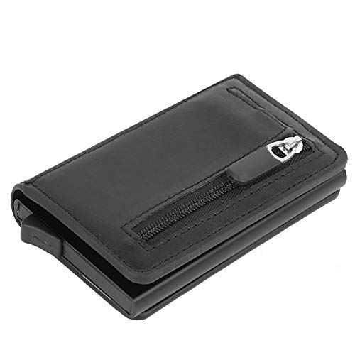 eecoo Visitenkartenetui Visitenkartenetui PU Ledernamenkartenhalter Slim Visitenkartenetui Wallet Professional Visitenkartenträger Slim Metal Pocket Card Holder mit Magnetverschluss(Schwarz)